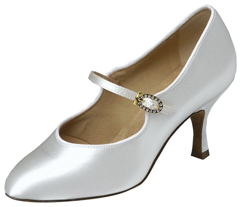 Supadance Pumps 1012 white Satin, 2.5" Contour Heel